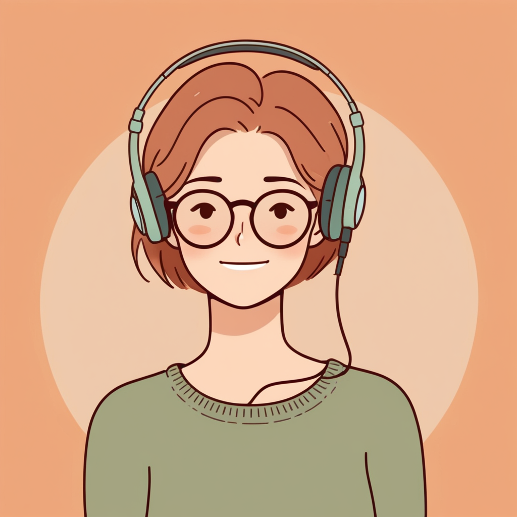 Développeuse en télétravail, lunettes et casque audio