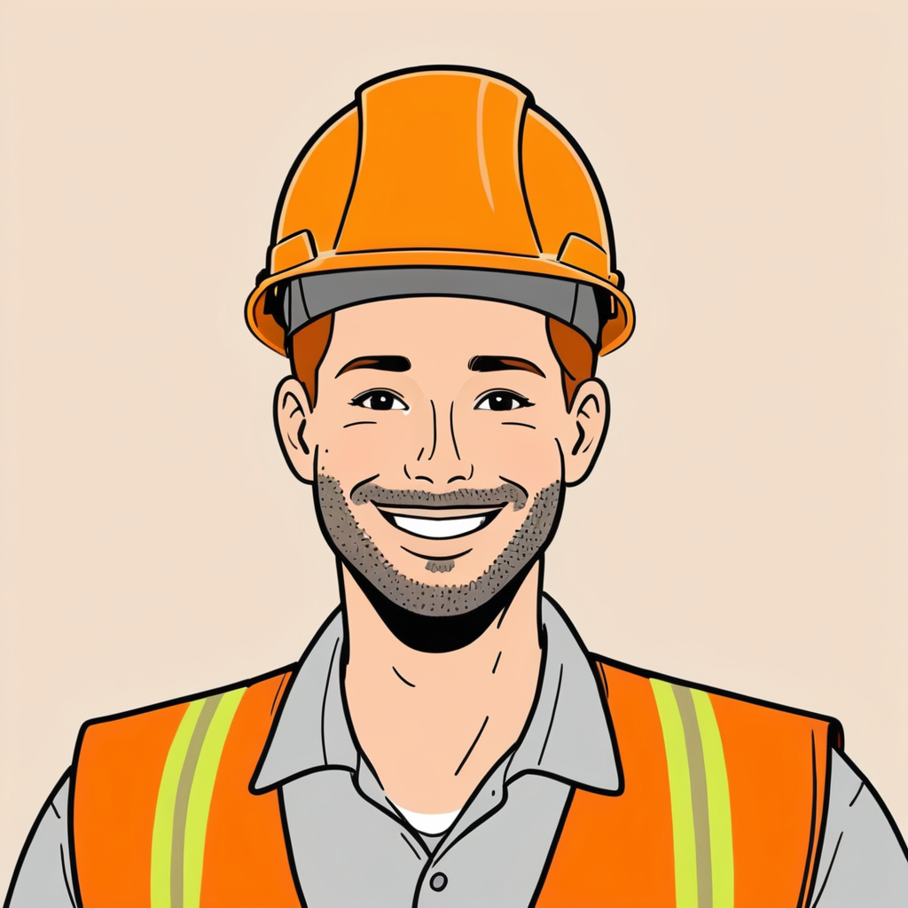Ouvrier souriant avec casque de chantier